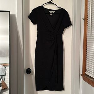 Black midi dress with cinched waist